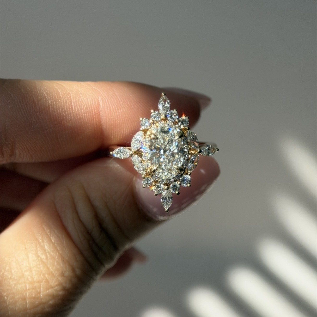 Yellow Gold Oval Cut Vintage Halo Engagement Ring